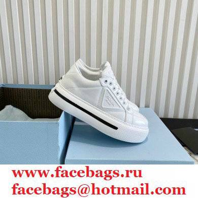 Prada Sheepskin Lining Platform Sneakers in White P01 2021