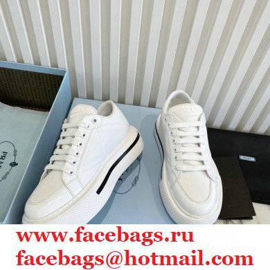 Prada Sheepskin Lining Platform Sneakers in White P01 2021