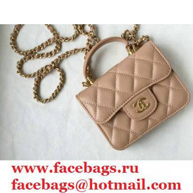 chanel lambskin nude FLAP COIN PURSE WITH CHAIN ap2200