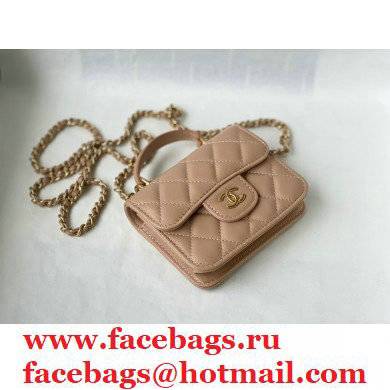 chanel lambskin nude FLAP COIN PURSE WITH CHAIN ap2200