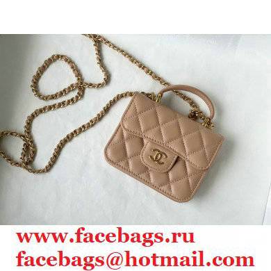 chanel lambskin nude FLAP COIN PURSE WITH CHAIN ap2200