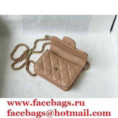 chanel lambskin nude FLAP COIN PURSE WITH CHAIN ap2200