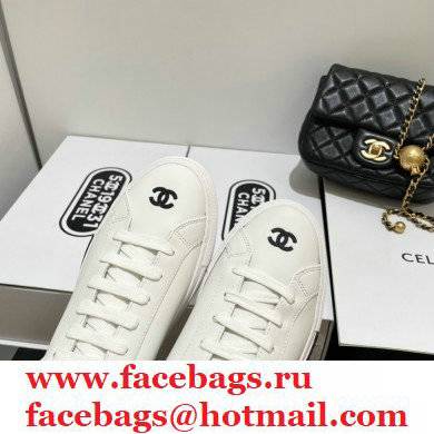 chanel white vintage sneakers with cc logo BLACK