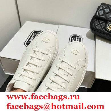 chanel white vintage sneakers with cc logo