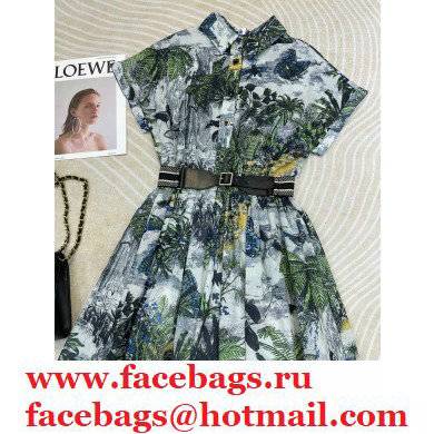 dior palm and butterfly print mid-length DRESS