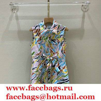 fendi multicolor logo print dress 2021