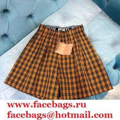 miu miu yellow check shorts 2021