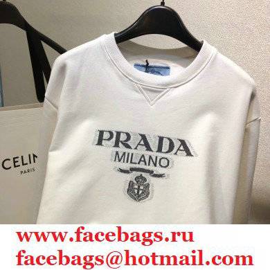 prada Oversized logo print jersey sweatshirt WHITE 2021