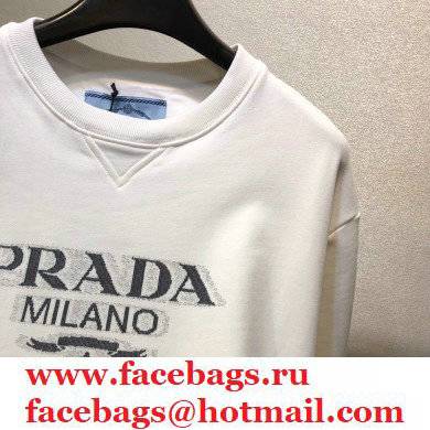 prada Oversized logo print jersey sweatshirt WHITE 2021