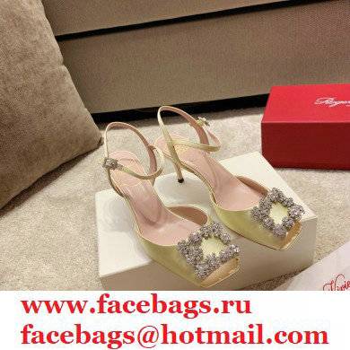 roger vivier 6.5CM HEEL Flower Strass Buckle Sandals in Satin yellow