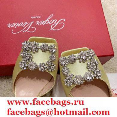 roger vivier 6.5CM HEEL Flower Strass Buckle Sandals in Satin yellow