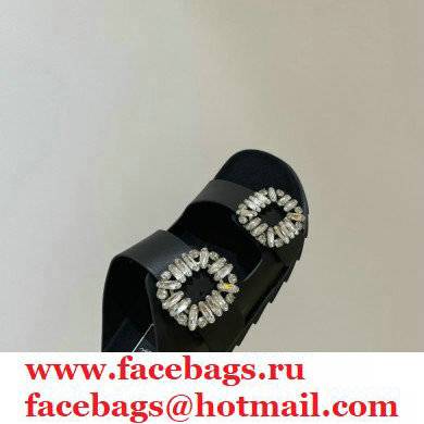 roger vivier Slidy Viv' Strass Buckle Mules in LEATHER BLACK