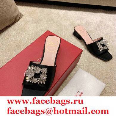 roger vivier heel 2.5cm Bouquet Strass Buckle Mules in satin black