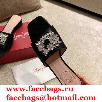 roger vivier heel 2.5cm Bouquet Strass Buckle Mules in satin black