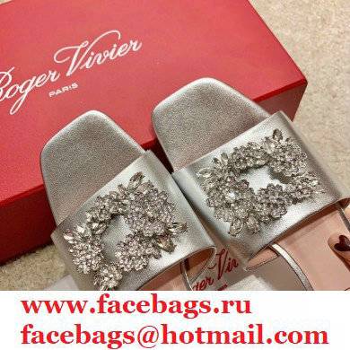 roger vivier heel 2.5cm Bouquet Strass Buckle Mules in satin silver