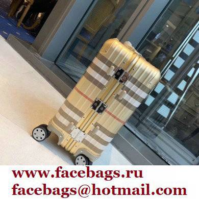 BURBERRY X RIMOWA CHECK CABIN SUITCASE GOLD