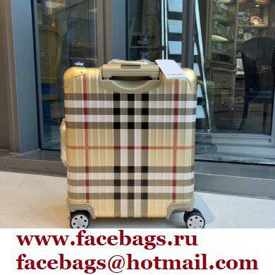 BURBERRY X RIMOWA CHECK CABIN SUITCASE GOLD