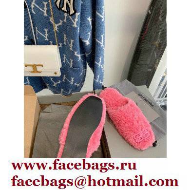 Balenciaga Fake Shearling Cosy BB Mules Pink 2021