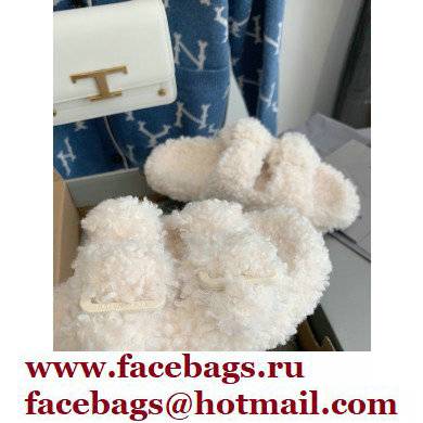 Balenciaga Fake Shearling Mallorca Sandals White 2021