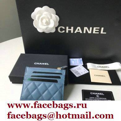 Chanel A84105 Classic Card Holder w/ Coin Purse BLUE