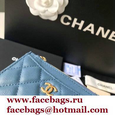 Chanel A84105 Classic Card Holder w/ Coin Purse BLUE