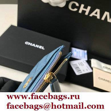 Chanel A84105 Classic Card Holder w/ Coin Purse BLUE