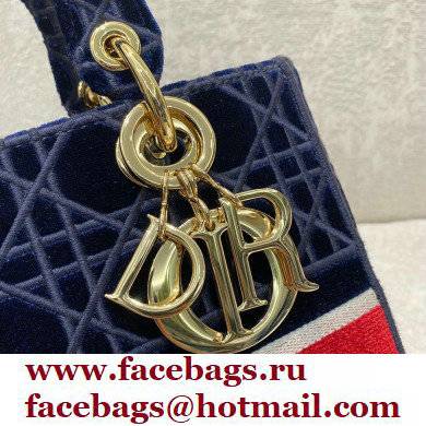 DIOR Blue Velvet Cannage Embroidery MEDIUM LADY D-LITE BAG 2021