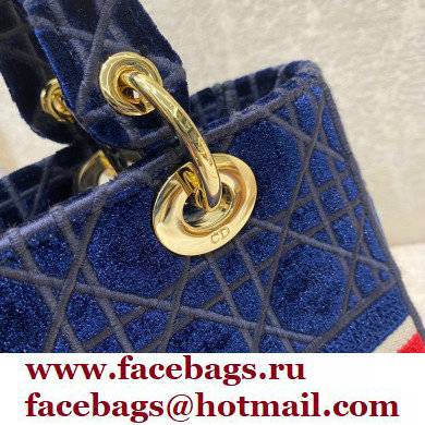 DIOR Blue Velvet Cannage Embroidery MEDIUM LADY D-LITE BAG 2021