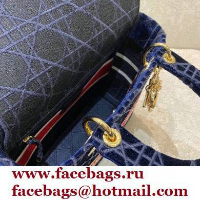 DIOR Blue Velvet Cannage Embroidery MEDIUM LADY D-LITE BAG 2021