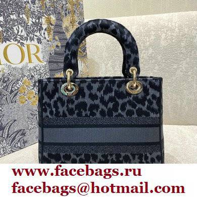 DIOR Gray Mizza Embroidery MEDIUM LADY D-LITE BAG 2021