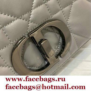 DIOR gray Quilted Macrocannage Calfskin SMALL DIOR CARO BAG