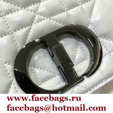 DIOR white Quilted Macrocannage Calfskin large DIOR CARO BAG