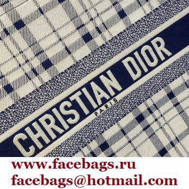 Dior Book Tote Bag in Blue Check'n'Dior Embroidery 2021