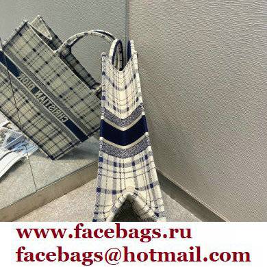 Dior Book Tote Bag in Blue Check'n'Dior Embroidery 2021