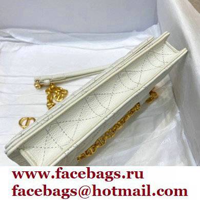 Dior Caro Belt Pouch with Chain Bag White 2021