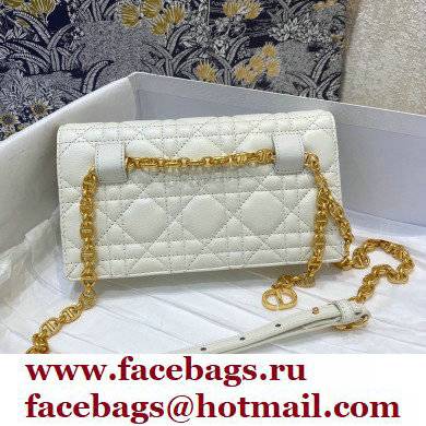 Dior Caro Belt Pouch with Chain Bag White 2021