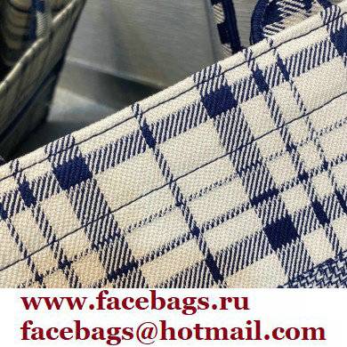 Dior Small Book Tote Bag in Blue Check'n'Dior Embroidery 2021