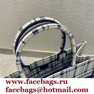 Dior Small Book Tote Bag in Blue Check'n'Dior Embroidery 2021