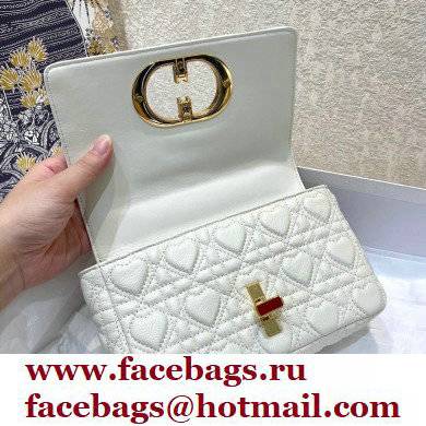 Dior Small Caro Dioramour Bag White with Heart Motif 2021