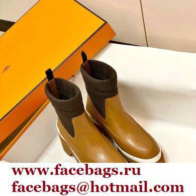 Hermes Heel Ankle Boots Brown Handmade