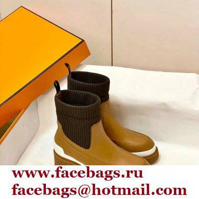 Hermes Heel Ankle Boots Brown Handmade