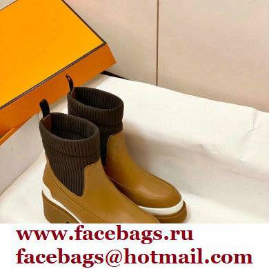 Hermes Heel Ankle Boots Brown Handmade