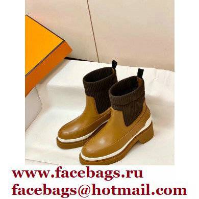 Hermes Heel Ankle Boots Brown Handmade