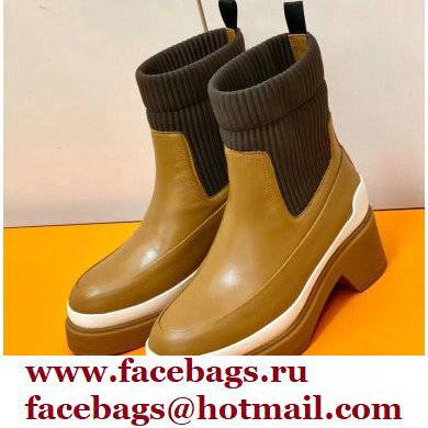 Hermes Heel Ankle Boots Brown Handmade