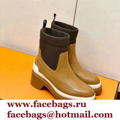 Hermes Heel Ankle Boots Brown Handmade