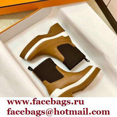 Hermes Heel Ankle Boots Brown Handmade