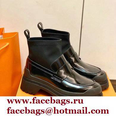 Hermes Heel Brushed Leather Ankle Boots Black Handmade