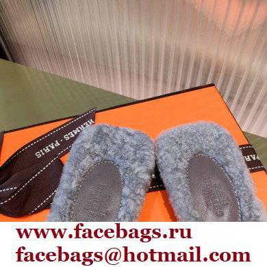 Hermes Shearling Woolskin Oran Sandals Gray 2021