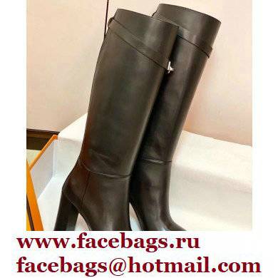 Hermes Story High Boots Black Handmade