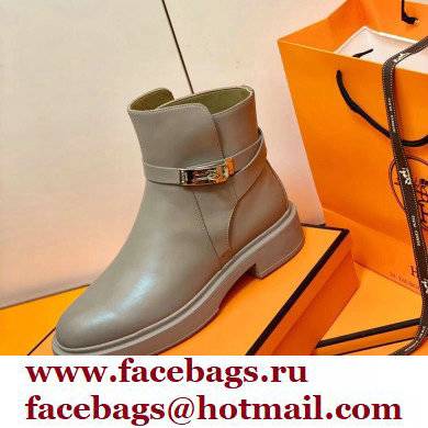 Hermes Veo Ankle Boots Gray Handmade